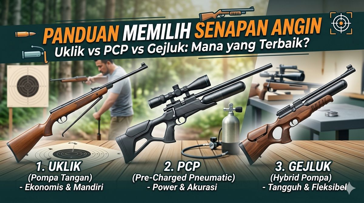 Panduan Memilih Senapan Angin Terbaik: Perbandingan Uklik, PCP, dan Gejluk